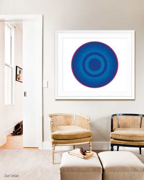 BLUE CIRCLE WITH RED RING