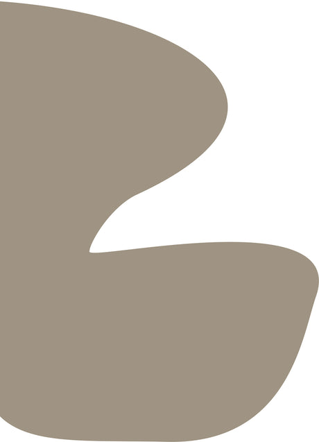 WARM SHADOW: This image showcases a digital illustration of an abstract, organic, brown shape on a white background. The shape is made up of two distinct parts, with a curved top and a rounded bottom, both connected by a narrow space.