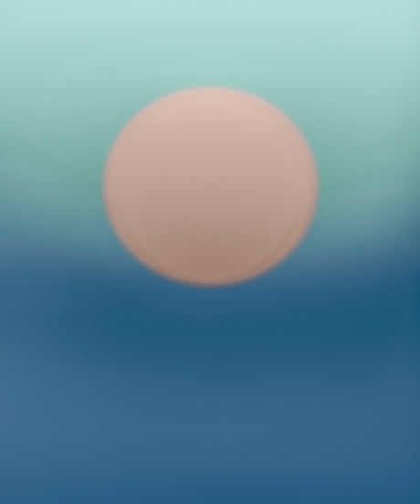 ENDLESS SUMMER NO17: A close-up, blurry image of a sunset over the ocean. The sun appears as a large, soft pink orb against a gradient background of light blue and dark blue. The image is out of focus, creating a dreamy, ethereal effect.